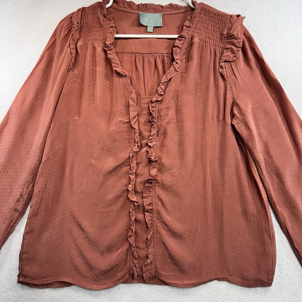 Skies Are Blue Women's Pullover Ruffle Top Size L